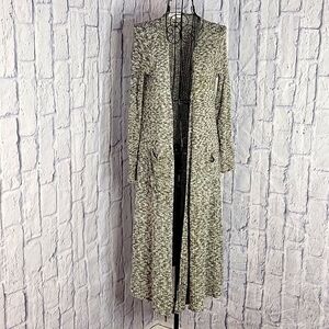 LULAROE‎ Green and White Long Midi Sweater Cardigan Small
